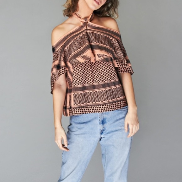 CECILIE Copenhagen Topanga Off the Shoulder Halter Top Jacquard 2 - Picture 6 of 6